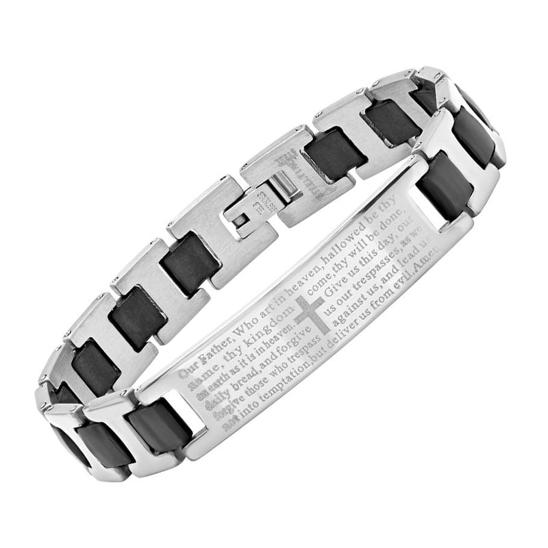 Men's Stainless Steel Our Father Prayer Link Bracelet Bracelets - DailySale