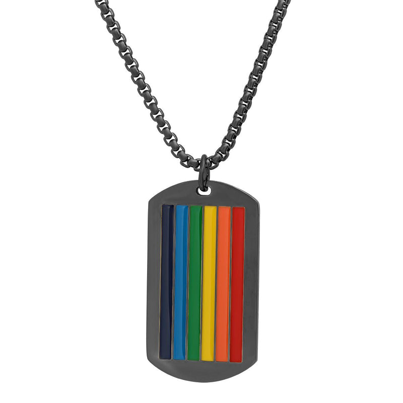 Men's Stainless Steel Rainbow Pride Dog Tag Pendant