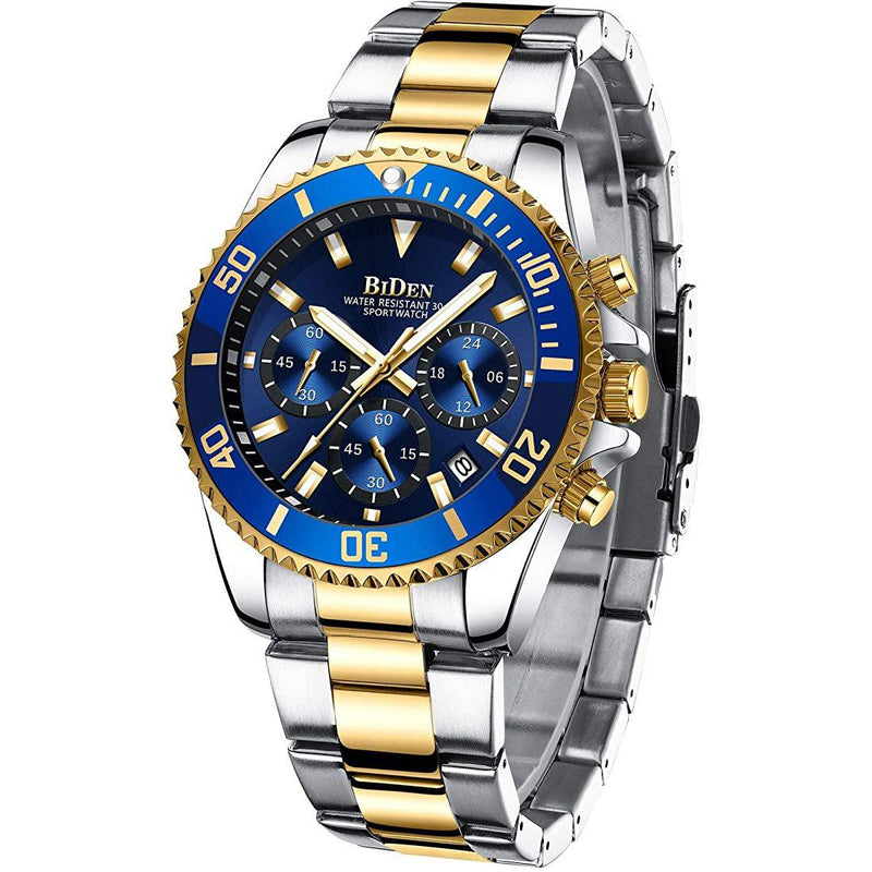 Men's Stainless Steel Watches Chronograph Men's Shoes & Accessories Blue - DailySale