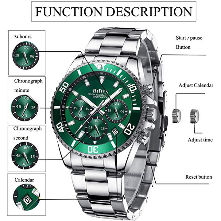 Men's Stainless Steel Watches Chronograph Men's Shoes & Accessories - DailySale