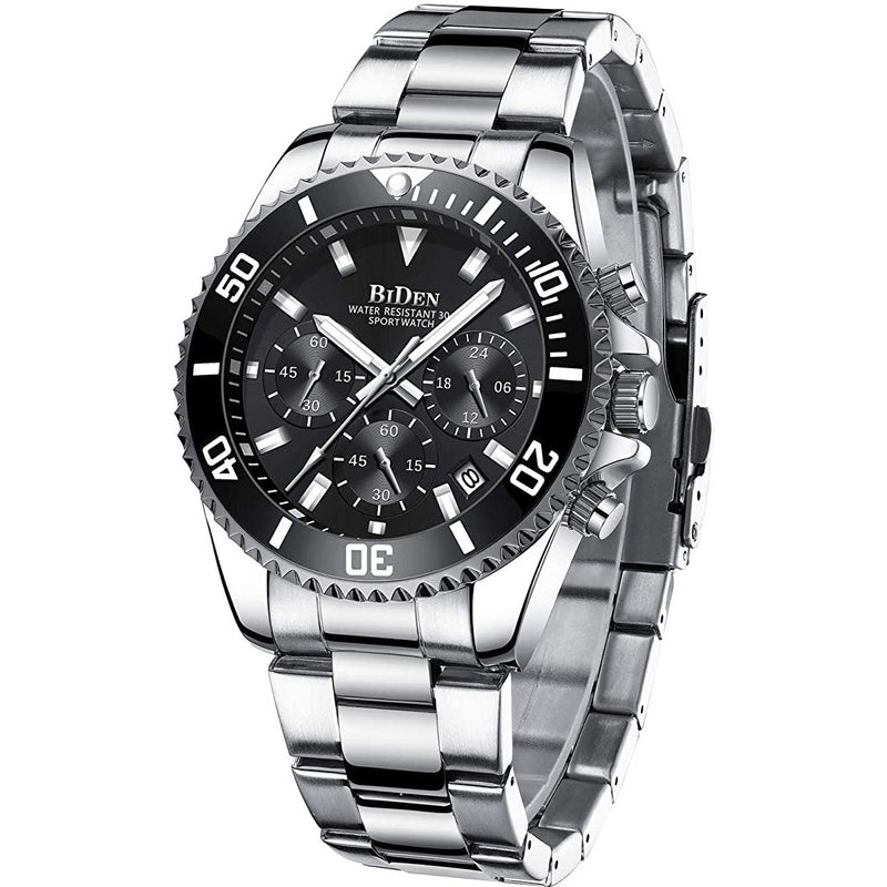 Men's Stainless Steel Watches Chronograph Men's Shoes & Accessories Silver - DailySale