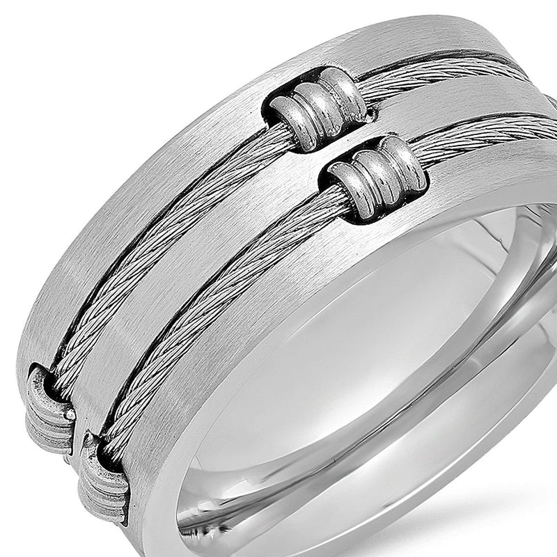 Men's Stainless Steel Wire Inlay Ring Rings - DailySale