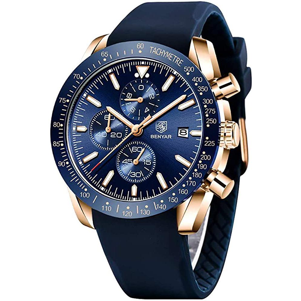 Men’s Stylish Analog Watch Men's Shoes & Accessories Gold/Blue - DailySale