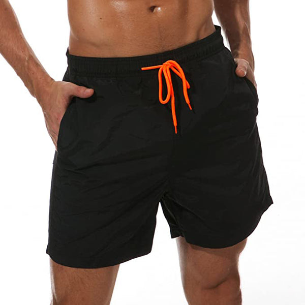 Men's Swim Trunks Quick Dry Beach Shorts with Pockets Men's Bottoms Black M - DailySale