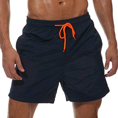 Men's Swim Trunks Quick Dry Beach Shorts with Pockets Men's Bottoms Navy Blue M - DailySale
