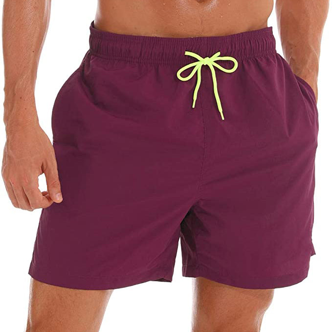 Men's Swim Trunks Quick Dry Beach Shorts with Pockets Men's Bottoms Violet Red M - DailySale