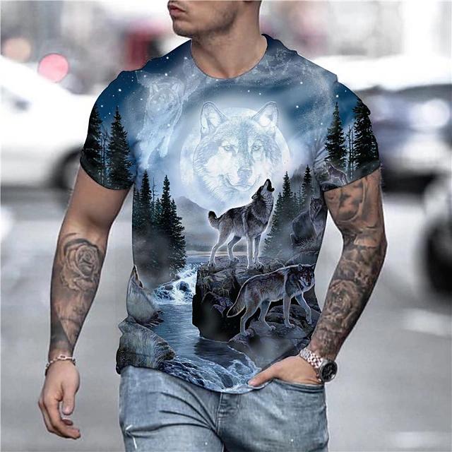 Men's T-Shirt 3D Animal Print Short Sleeve Daily Tops Streetwear Exaggerated Rainbow Men's Clothing - DailySale