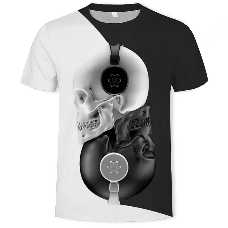 Men's T shirt Graphic 3D Skull Print Short Sleeve Casual Tops Men's Clothing S - DailySale