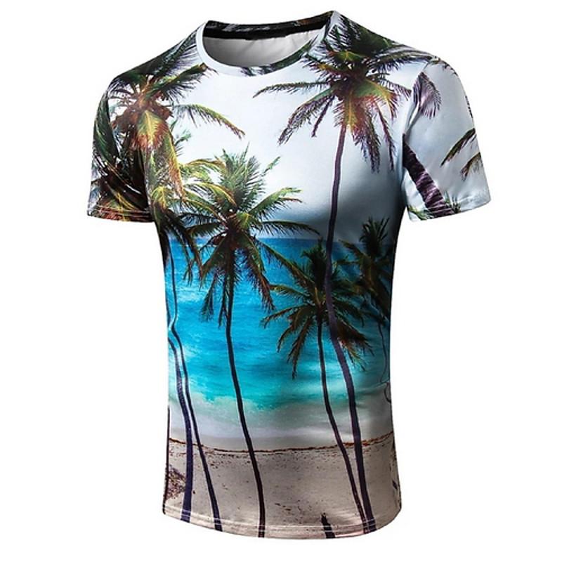 Men's T shirt Graphic Scenery Print Short Sleeve Daily Tops Blue Men's Clothing - DailySale