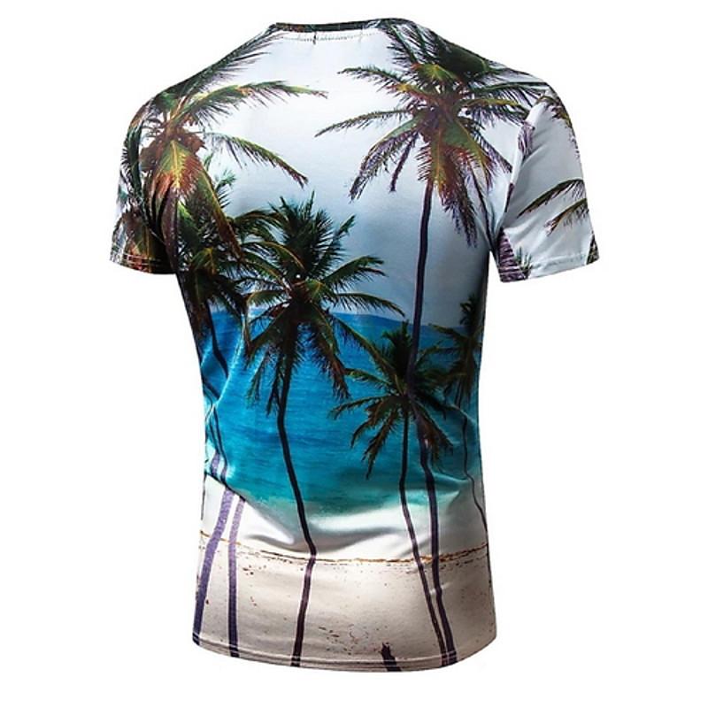 Men's T shirt Graphic Scenery Print Short Sleeve Daily Tops Blue Men's Clothing - DailySale
