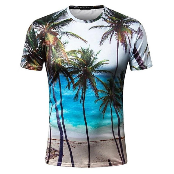 Men's T shirt Graphic Scenery Print Short Sleeve Daily Tops Blue Men's Clothing S - DailySale