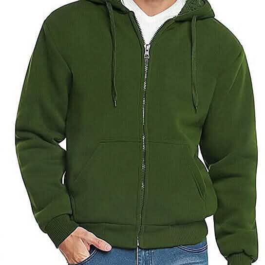 Sherpa Hoodie Tall Zip Up Hoodies Men's Thick Sherpa Lined Fleece
