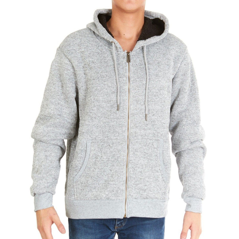 Men's Thick Sherpa Lined Full Zip Hoodie Jackets Men's Apparel M Gray - DailySale