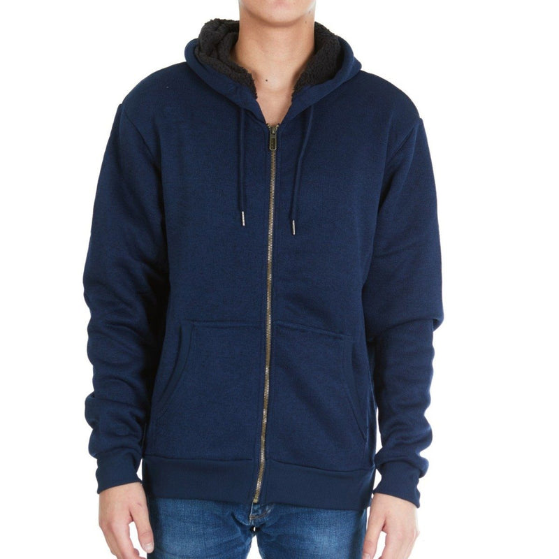 Men's Thick Sherpa Lined Full Zip Hoodie Jackets Men's Apparel M Navy - DailySale