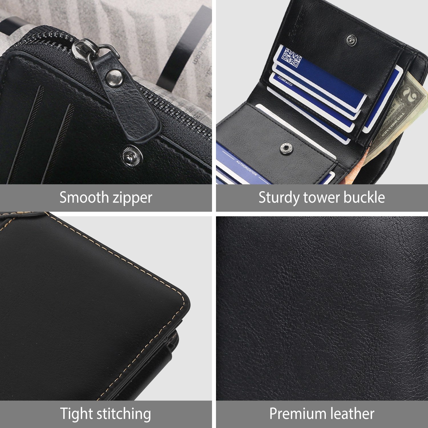 Men's Trifold Clutch Leather Wallet ID Card Holder Men's Shoes & Accessories - DailySale