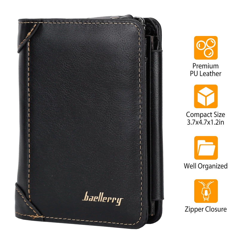 Men's Trifold Clutch Leather Wallet ID Card Holder Men's Shoes & Accessories - DailySale