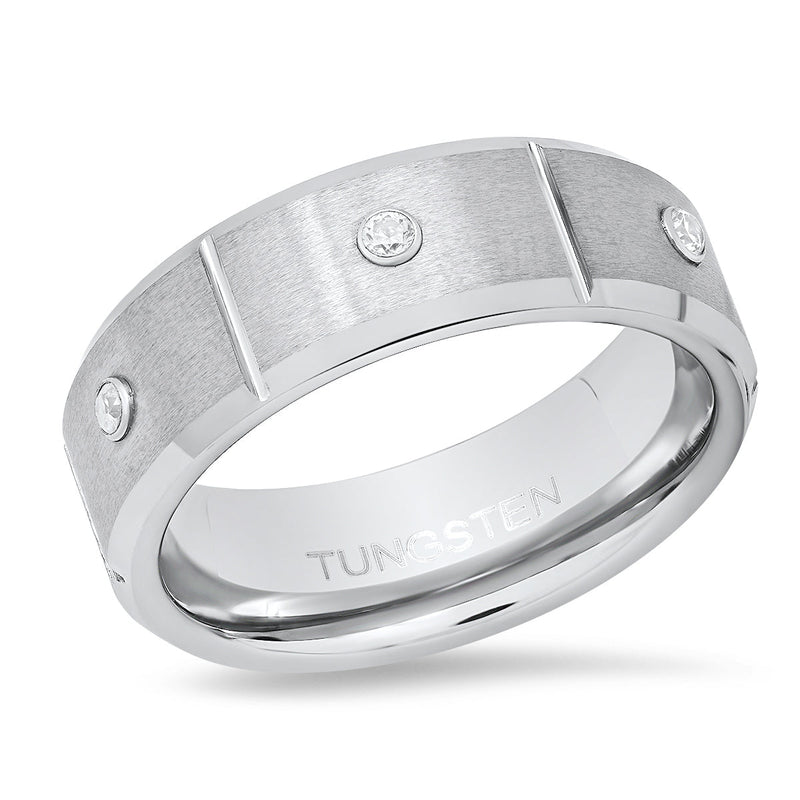 Men's Tungsten and Simulated Diamonds Band Ring Rings - DailySale