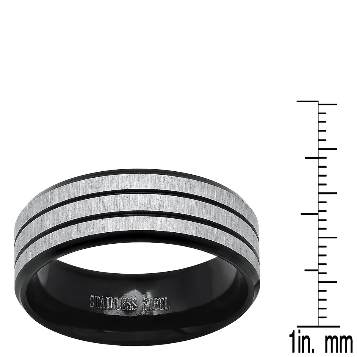 Men's Two Tone Black IP and Stainless Steel Band Ring Rings - DailySale