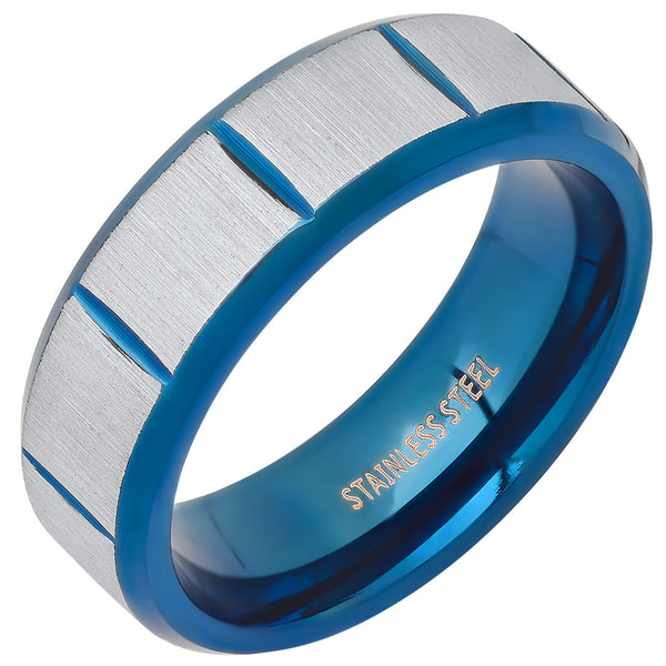 Men's Two Tone Blue IP and Stainless Steel Ring Rings 9 - DailySale
