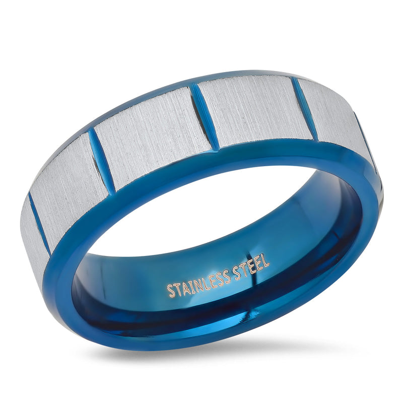 Men's Two Tone Blue IP and Stainless Steel Ring Rings - DailySale