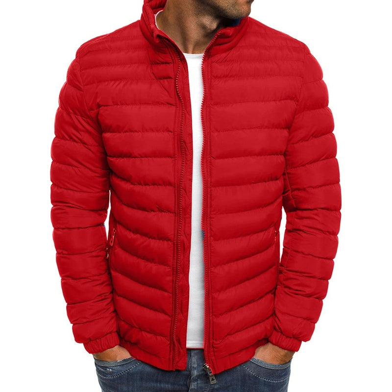 Men's Warm Windproof Puffer Bubble Jacket Men's Outerwear Red S - DailySale