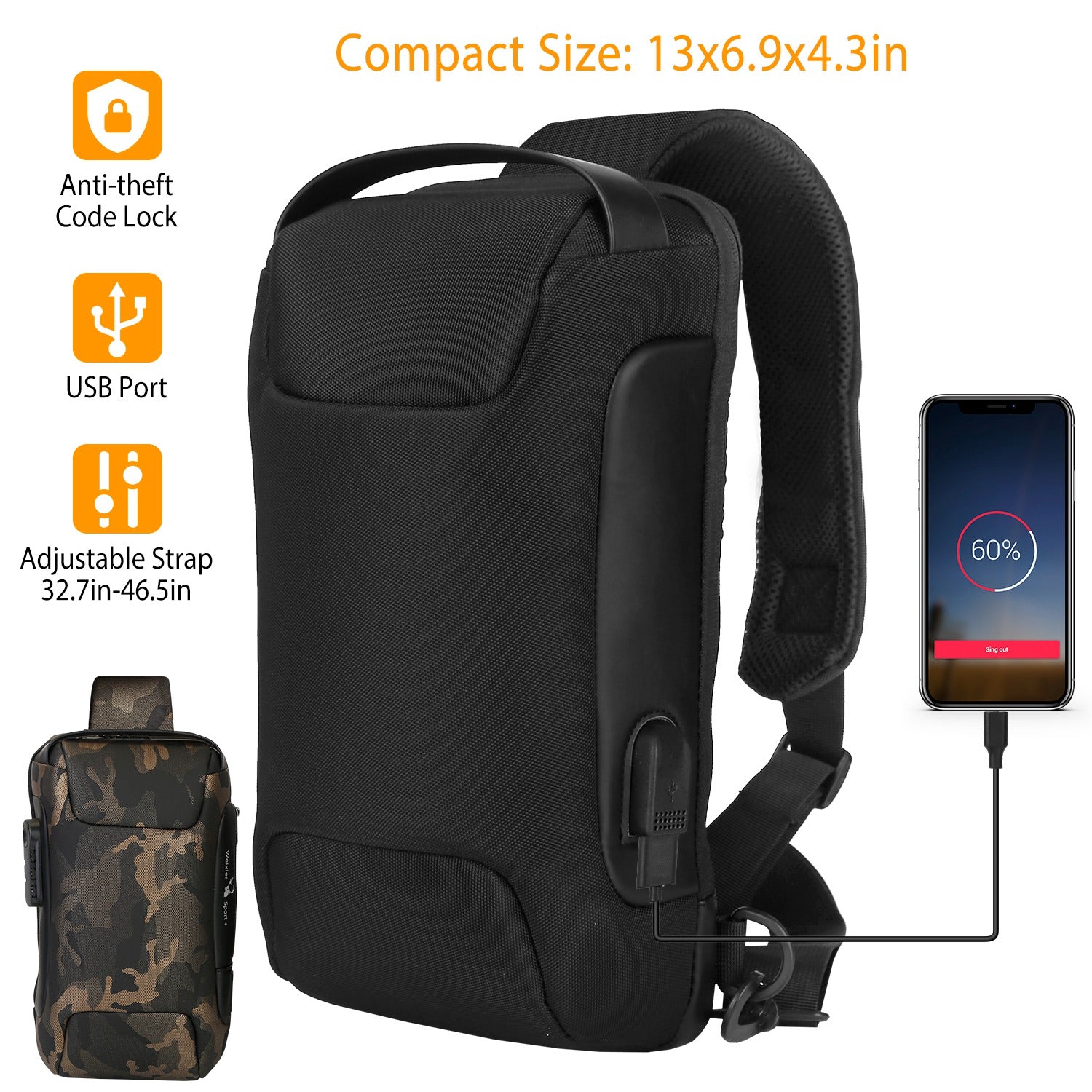 Men's Waterproof Anti-Theft Sling Backpack Bags & Travel - DailySale