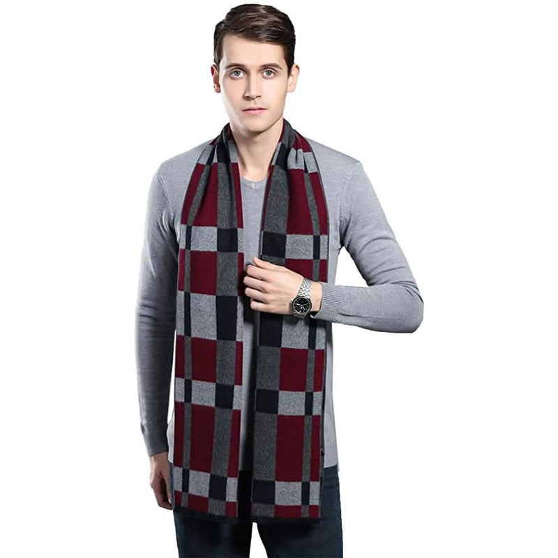 Men's Winter Cashmere Scarf Men's Shoes & Accessories Black/Gray - DailySale