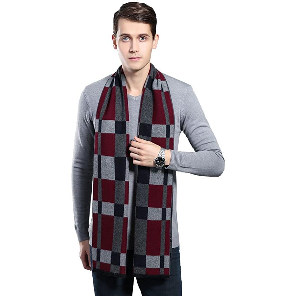 Men's Winter Cashmere Scarf Men's Shoes & Accessories Black/Gray - DailySale