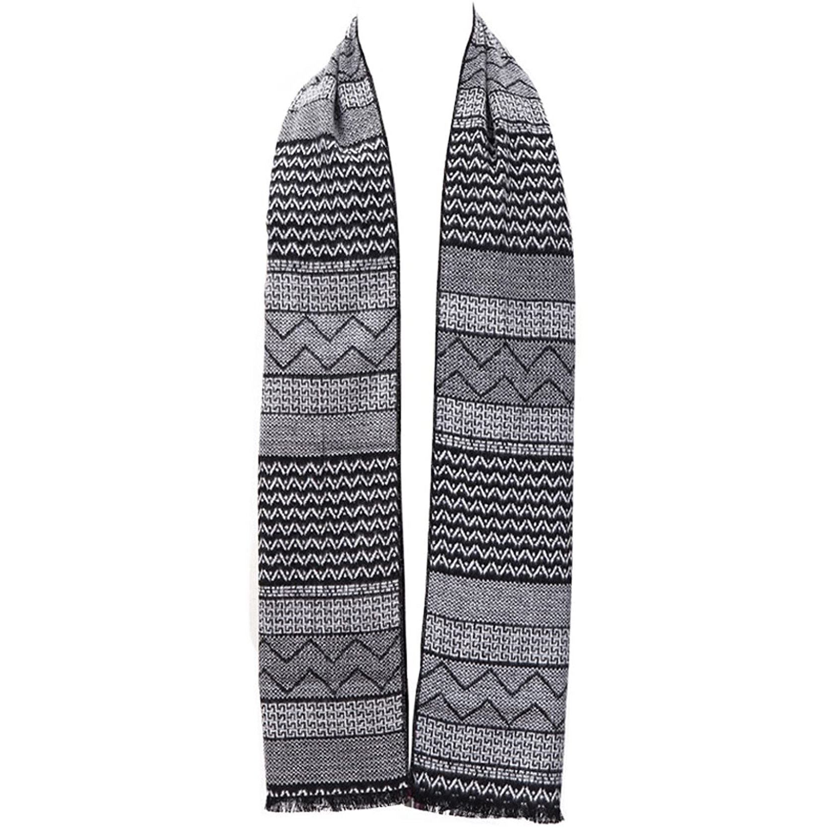 Men's Winter Cashmere Scarf Men's Shoes & Accessories Black/Gray Stripe - DailySale