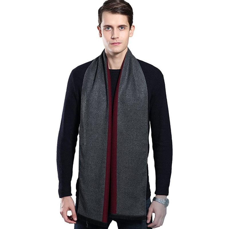 Men's Winter Cashmere Scarf Men's Shoes & Accessories Gray/Red - DailySale