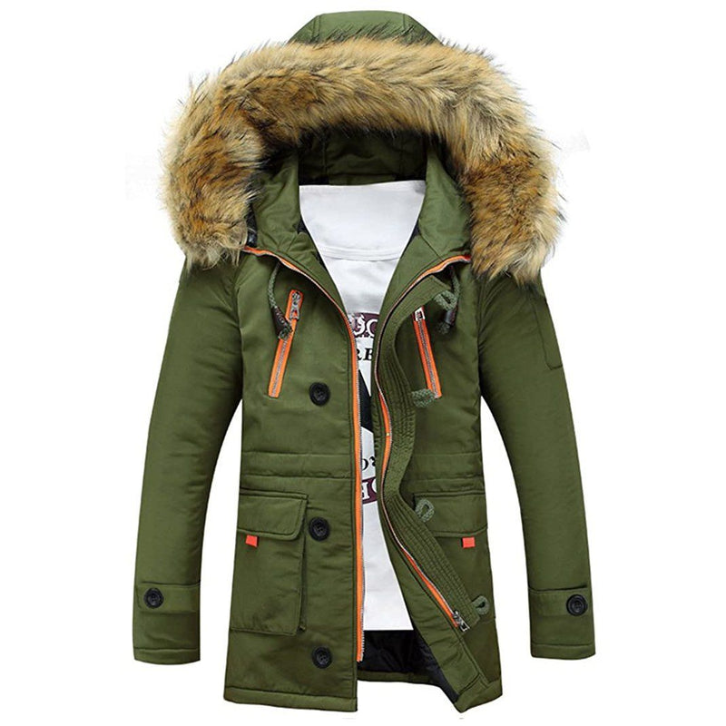 Men's Winter Hooded Down Coat Parkas Men's Clothing Army Green S - DailySale
