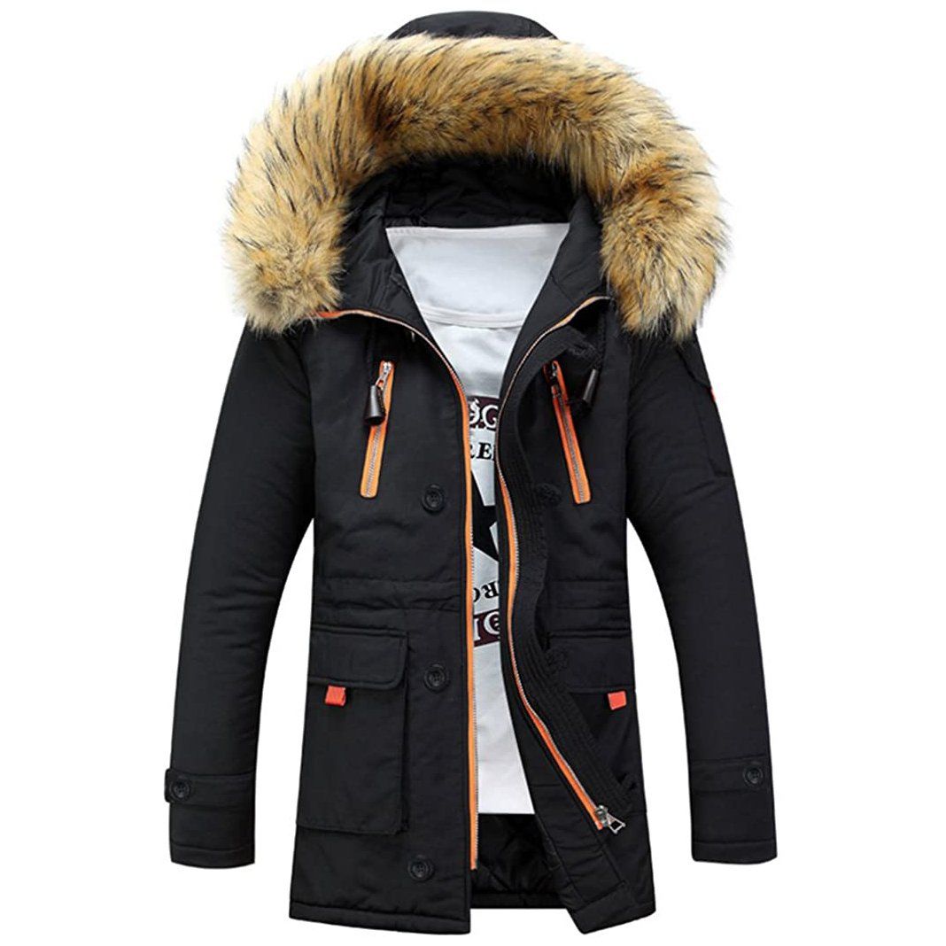 Men's Winter Hooded Down Coat Parkas Men's Clothing Black S - DailySale