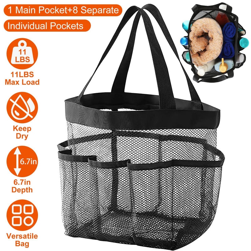 Quick Dry Mesh Shower Caddy, Hanging Shower Tote Bag Toiletry Bath Organizer  Makeup Cosmetic Storage Bag Basket with 8 Storage Pockets for Home Gym  Travel Dorm Bathroom Washing Bag Case with Handle