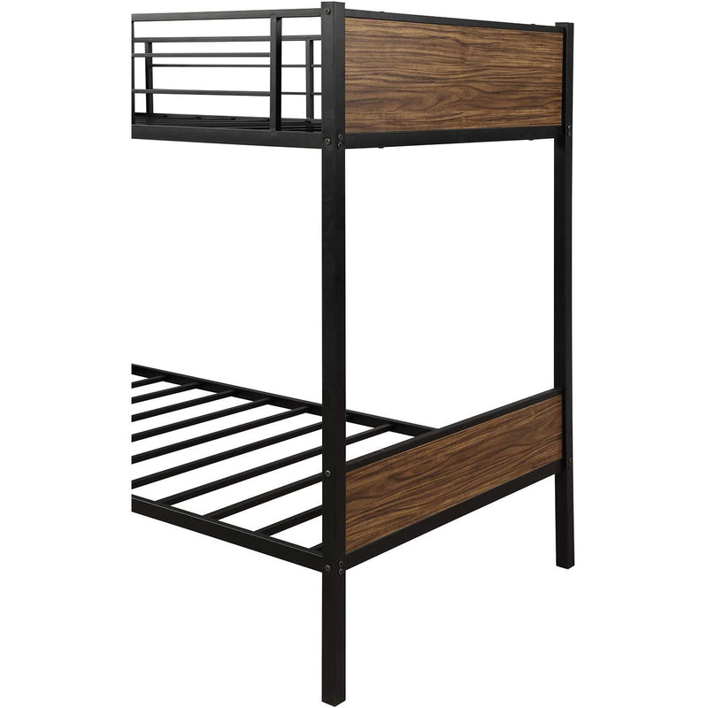 Metal Bunk Bed with Safety Railing Ladder
