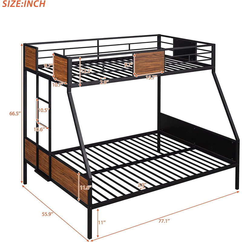 Metal Bunk Bed with Safety Railing Ladder