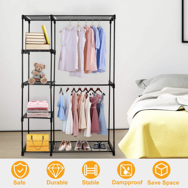 Metal Closet Deluxe Double Rod Closet & Storage - DailySale