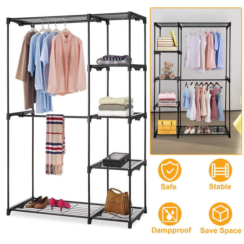 Metal Closet Deluxe Double Rod Closet & Storage - DailySale