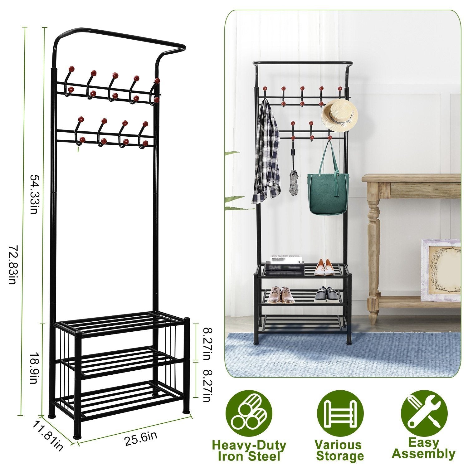 Metal Entryway Coat Shoe Rack Closet & Storage - DailySale