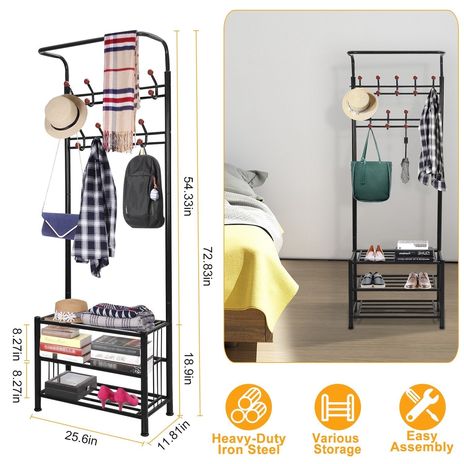 Metal Entryway Coat Shoe Rack Closet & Storage - DailySale