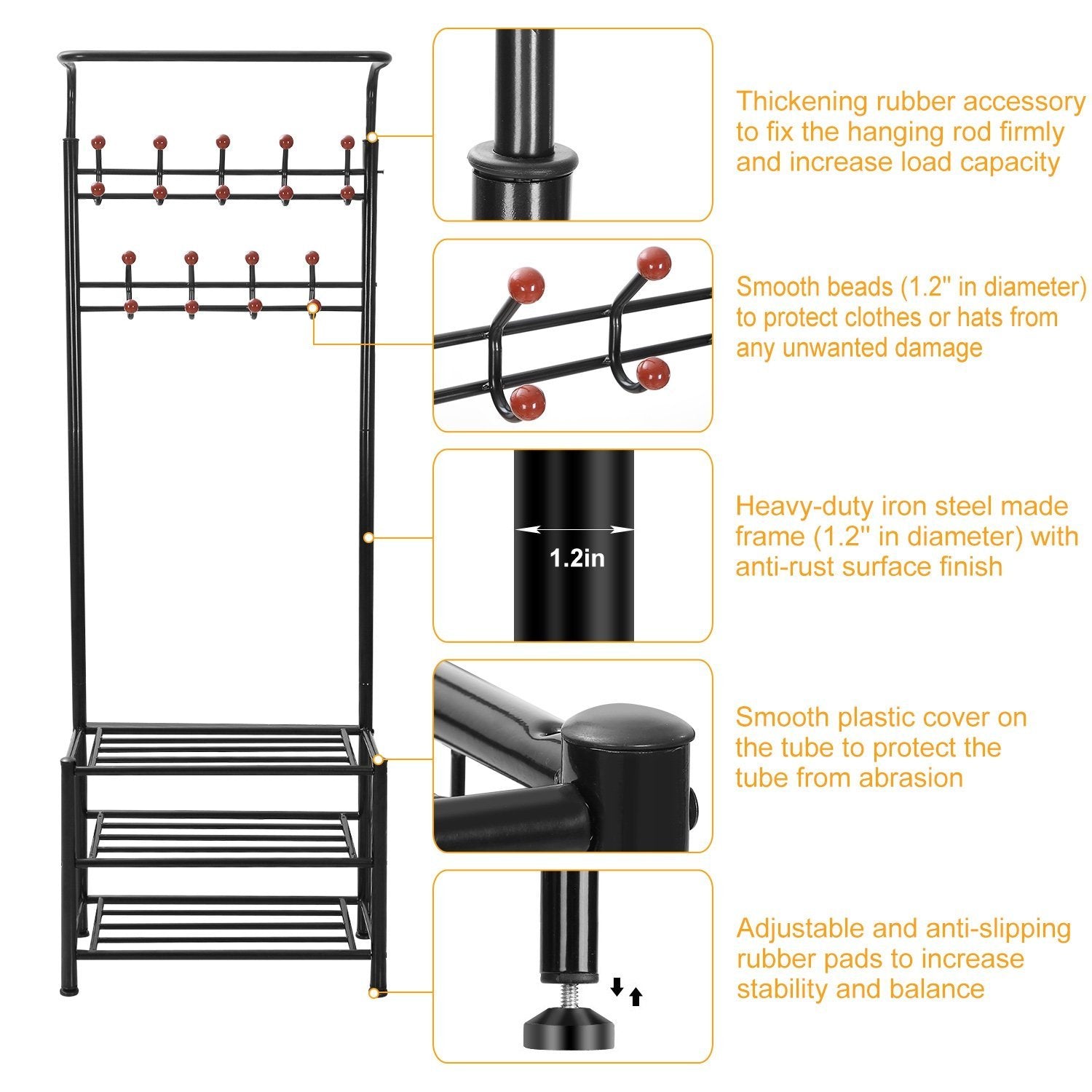 Metal Entryway Coat Shoe Rack Closet & Storage - DailySale