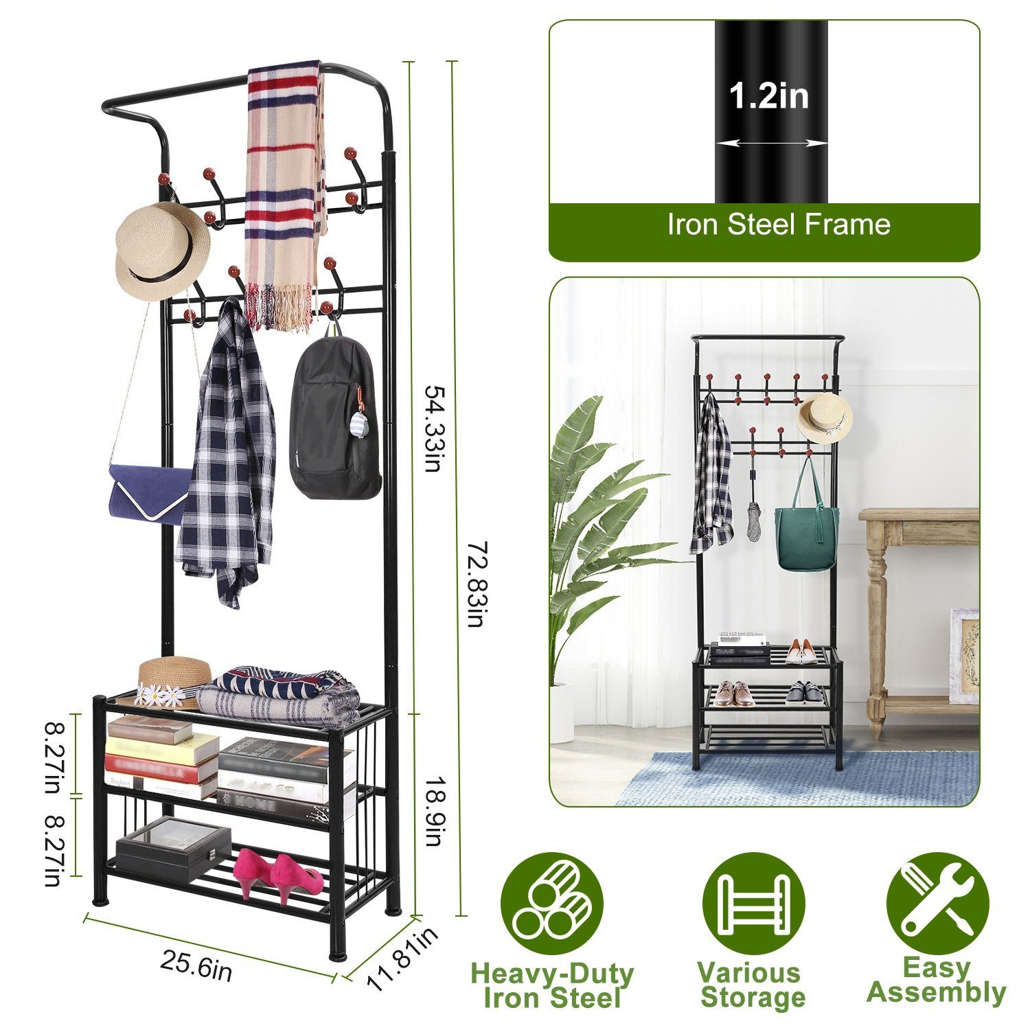 Metal Entryway Coat Shoe Rack Closet & Storage - DailySale