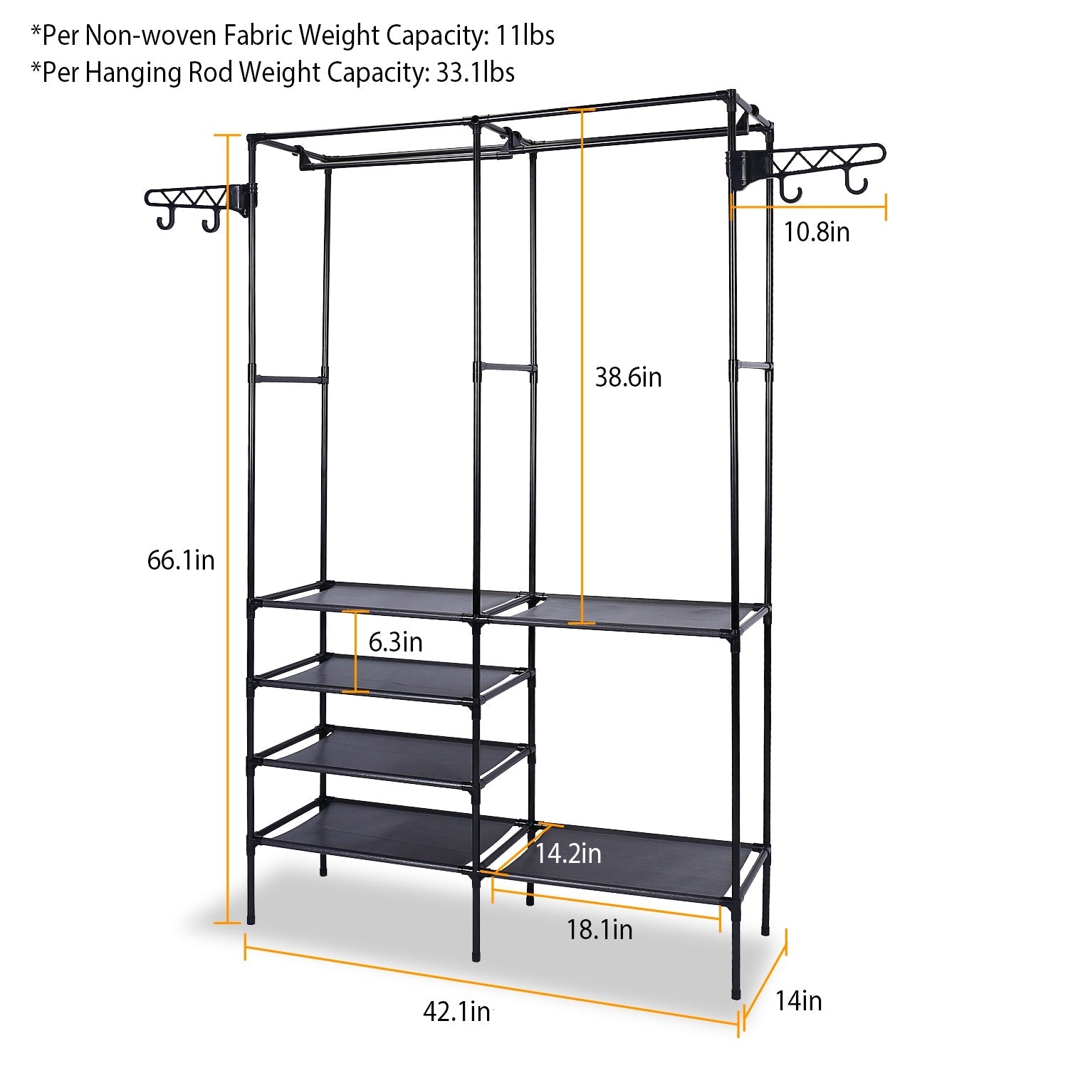 Metal Garment Rack Shoe Clothing Organizer Shelves Closet & Storage - DailySale