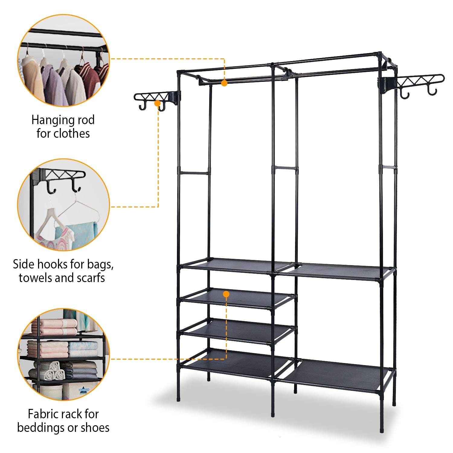 Metal Garment Rack Shoe Clothing Organizer Shelves Closet & Storage - DailySale