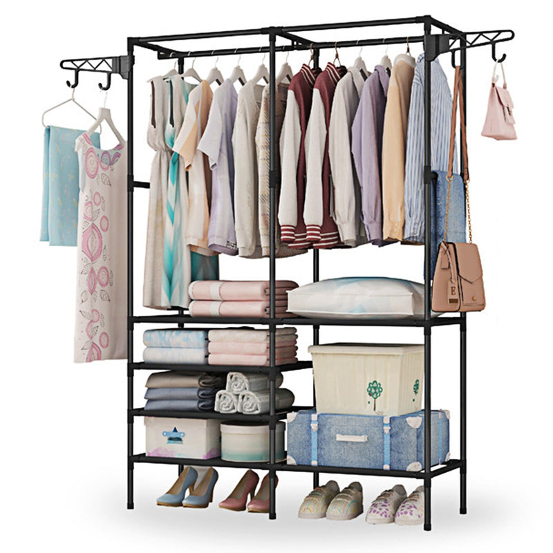 Metal Garment Rack Shoe Clothing Organizer Shelves Closet & Storage - DailySale