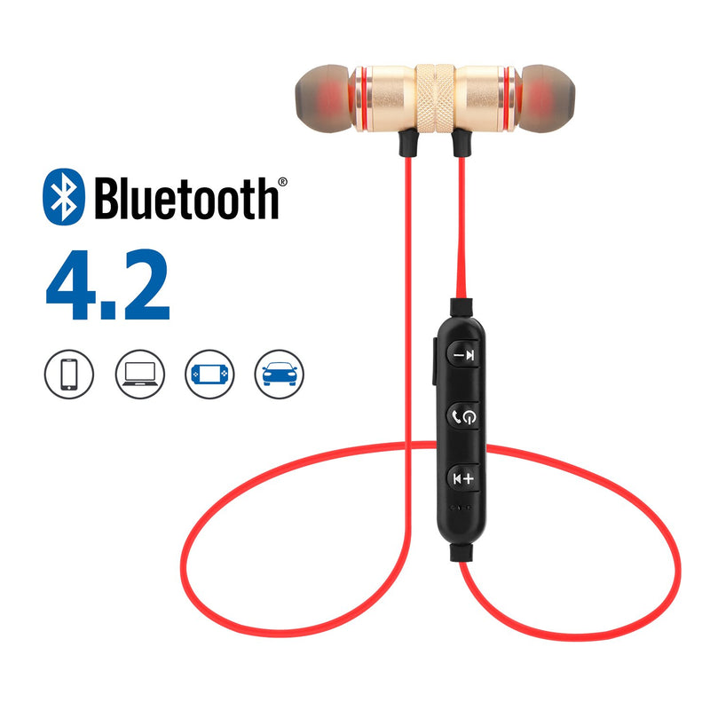 Metal Magnetic Wireless Bluetooth Earphone Sports Headset Stereo Bass Headphones - DailySale