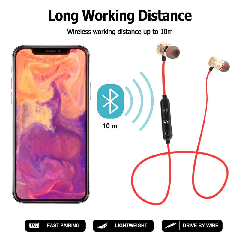 Metal Magnetic Wireless Bluetooth Earphone Sports Headset Stereo Bass Headphones - DailySale