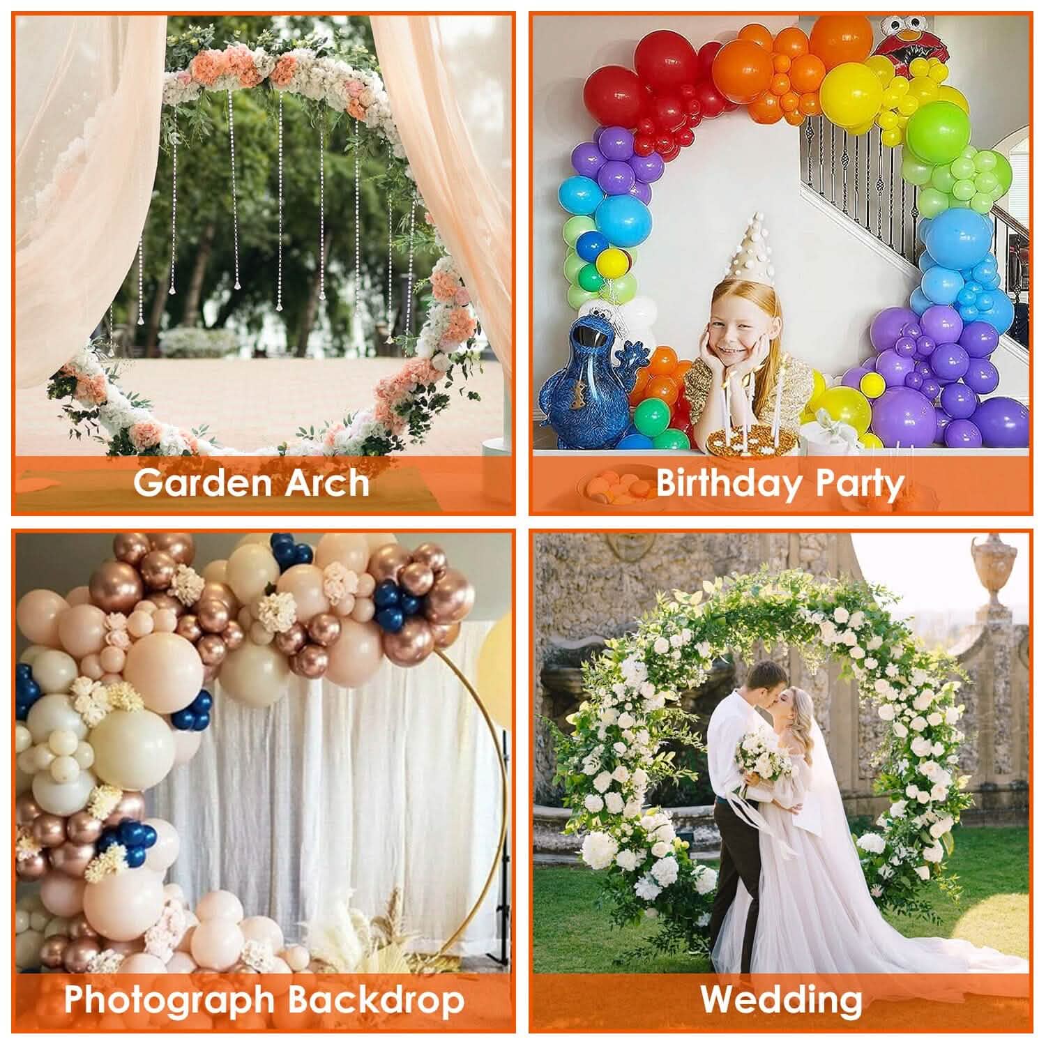 Metal Round Arch Reusable Backdrop Stand with Balloon Tools Holiday Decor & Apparel - DailySale