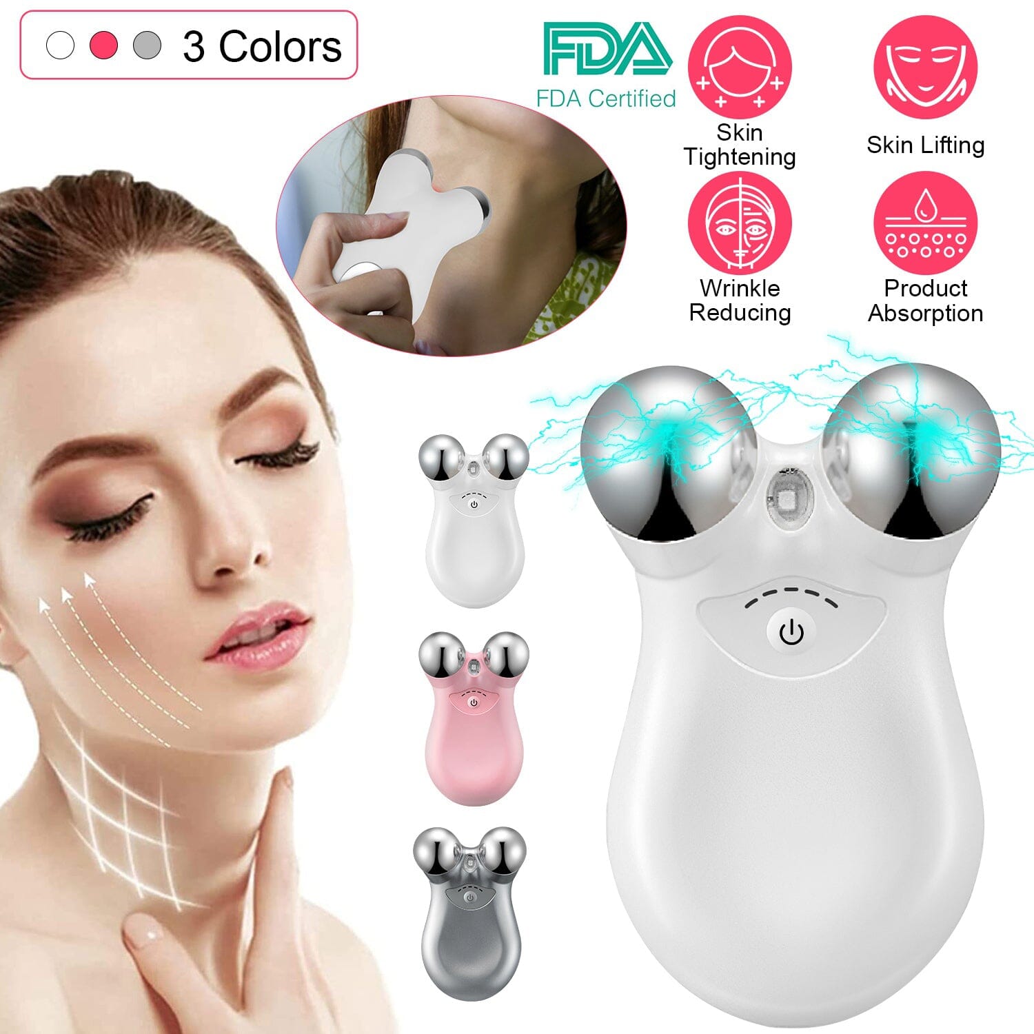 Micro-Current Face Massager Rechargeable Roller with 5 Gears Beauty & Personal Care - DailySale