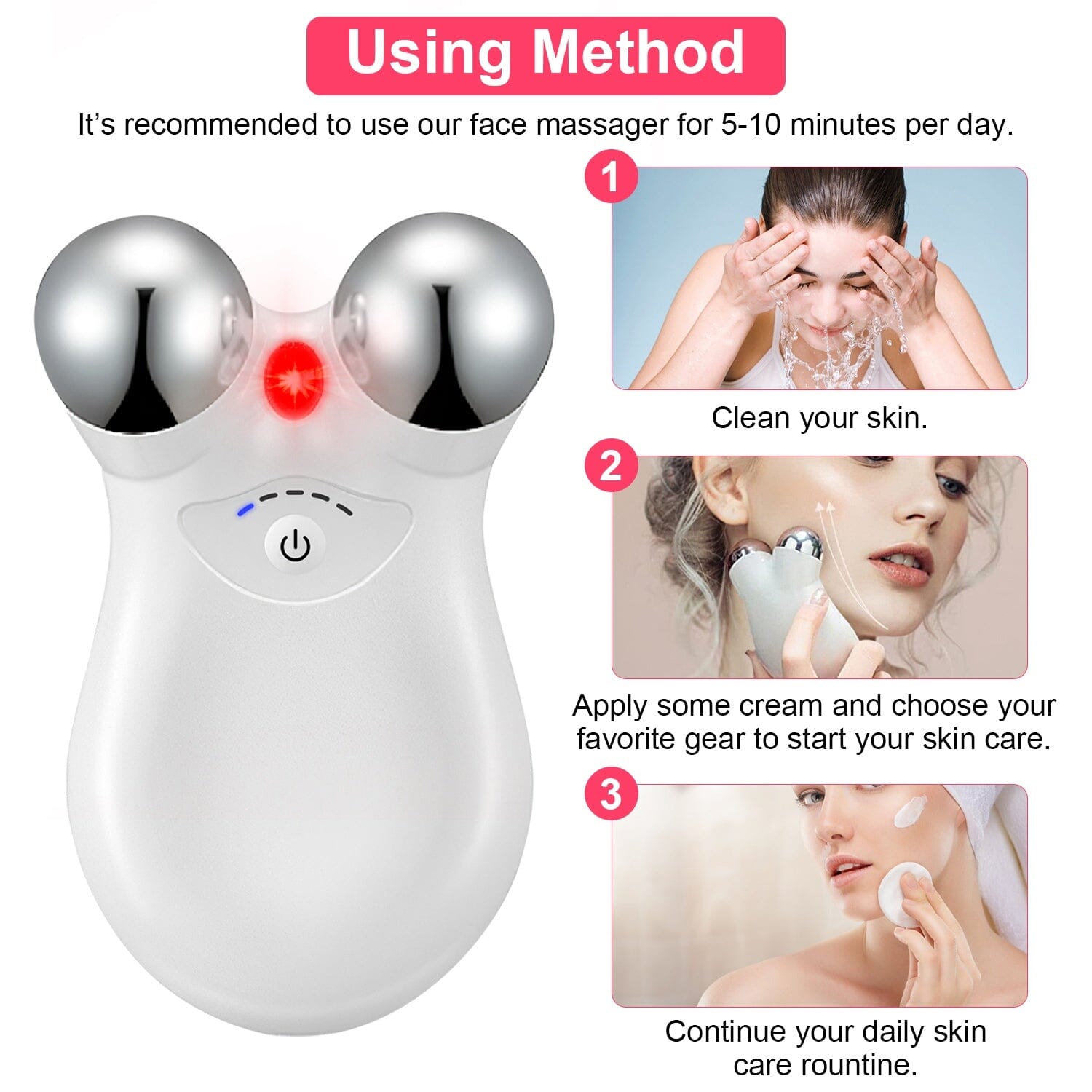 Micro-Current Face Massager Rechargeable Roller with 5 Gears Beauty & Personal Care - DailySale