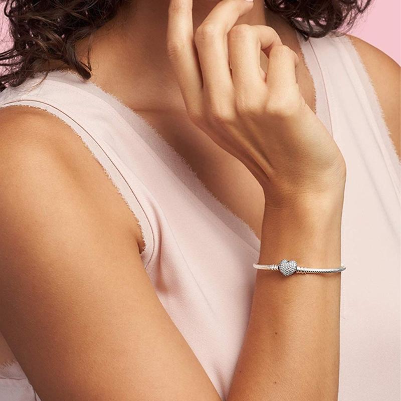 Micro Pave Crystal Heart Charm Bracelet Jewelry - DailySale